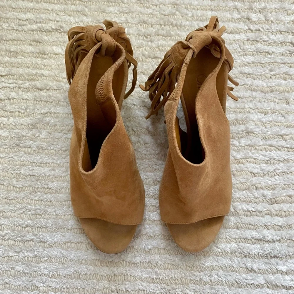 Chloe suede fringe wedges